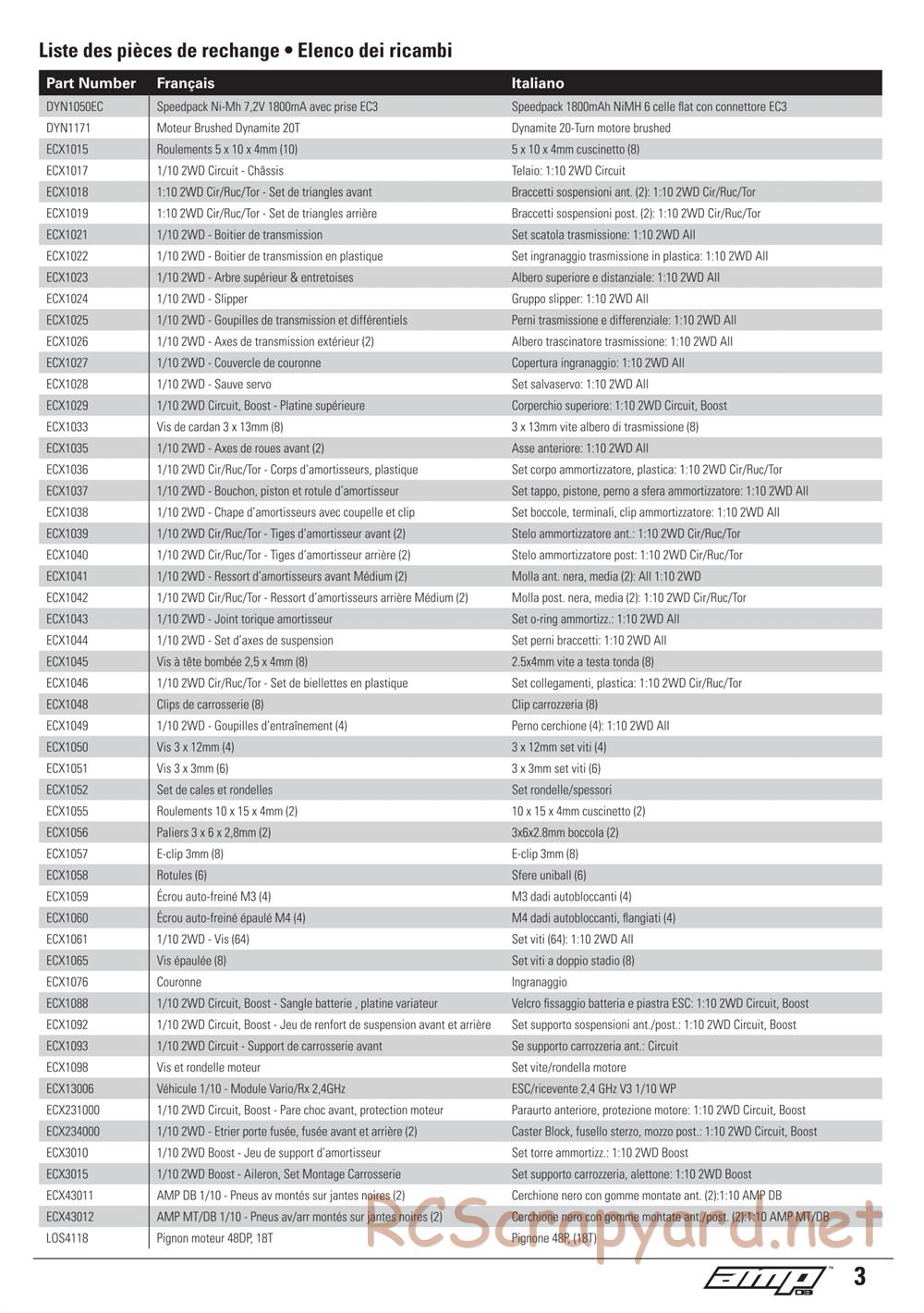ECX - AMP DB 2WD - Exploded View and Parts List - Page 3