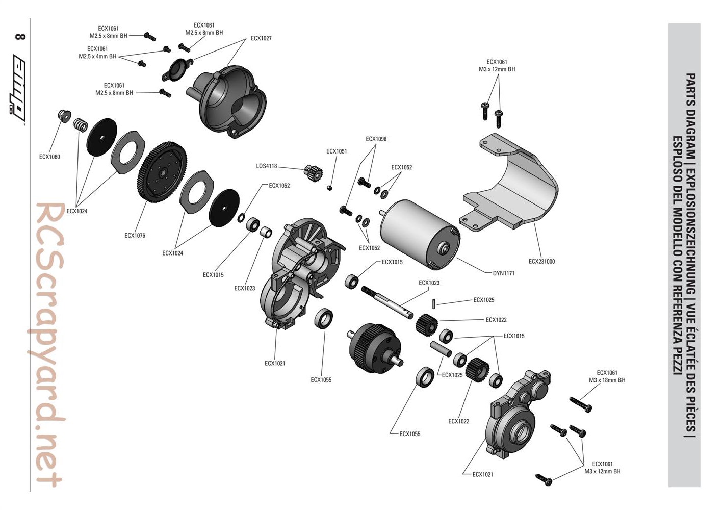 ECX - AMP DB 2WD - Exploded View and Parts List - Page 8
