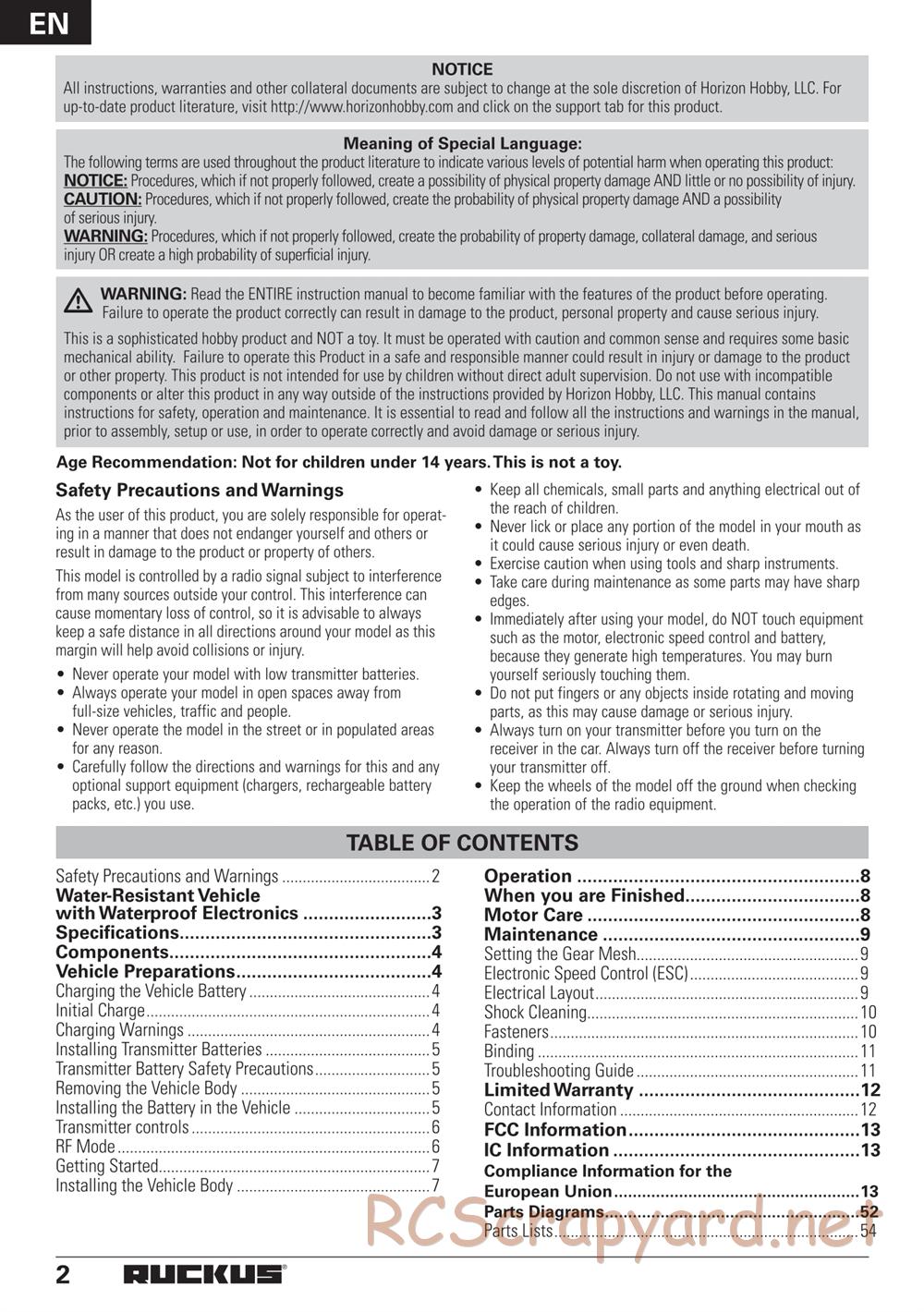 ECX - Ruckus 2WD - Manual - Page 2