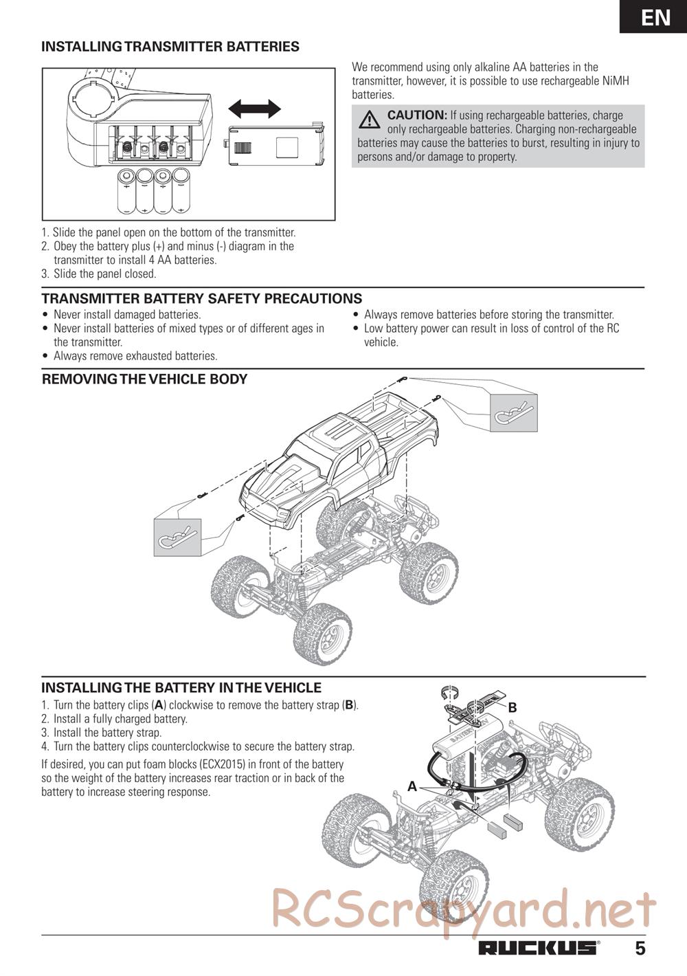 ECX - Ruckus 2WD - Manual - Page 5