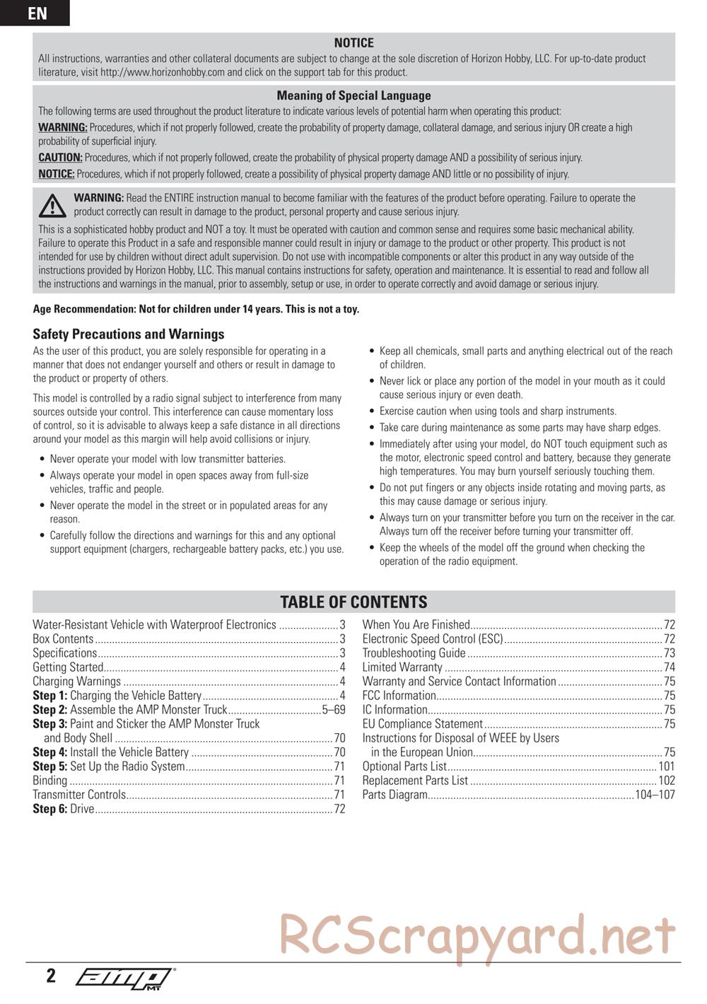 ECX - AMP 2WD Kit - Manual - Page 2