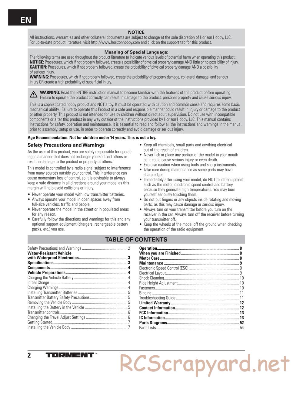 ECX - Torment 4WD 1:10 - Manual - Page 2
