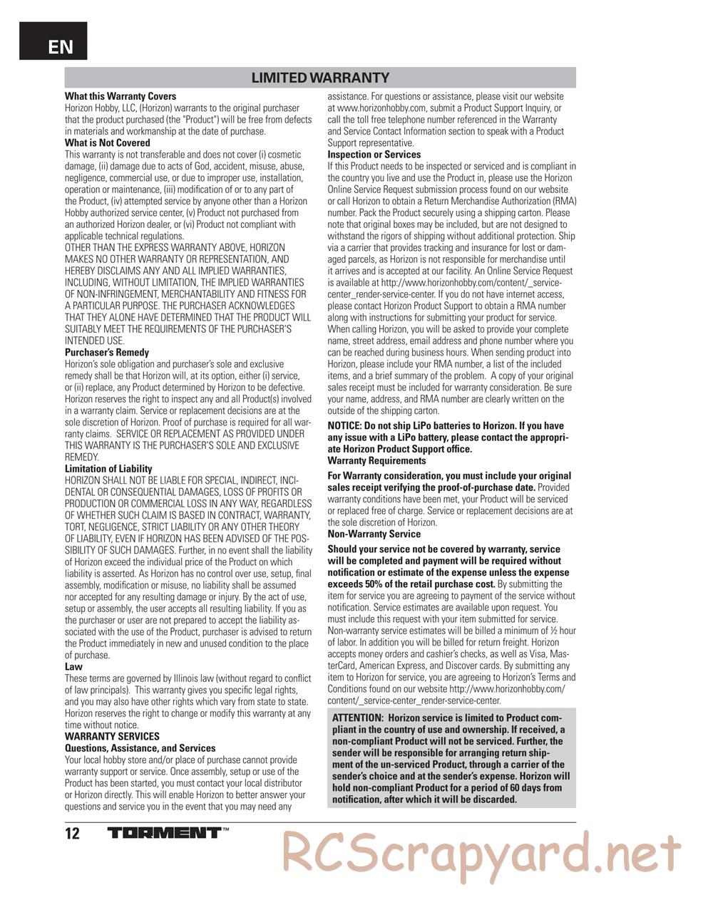 ECX - Torment 4WD 1:10 - Manual - Page 12