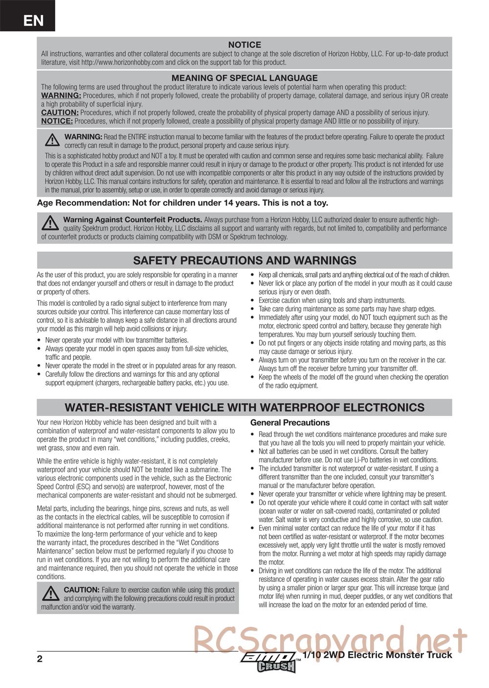 ECX - AMP Crush 2WD - Manual - Page 2