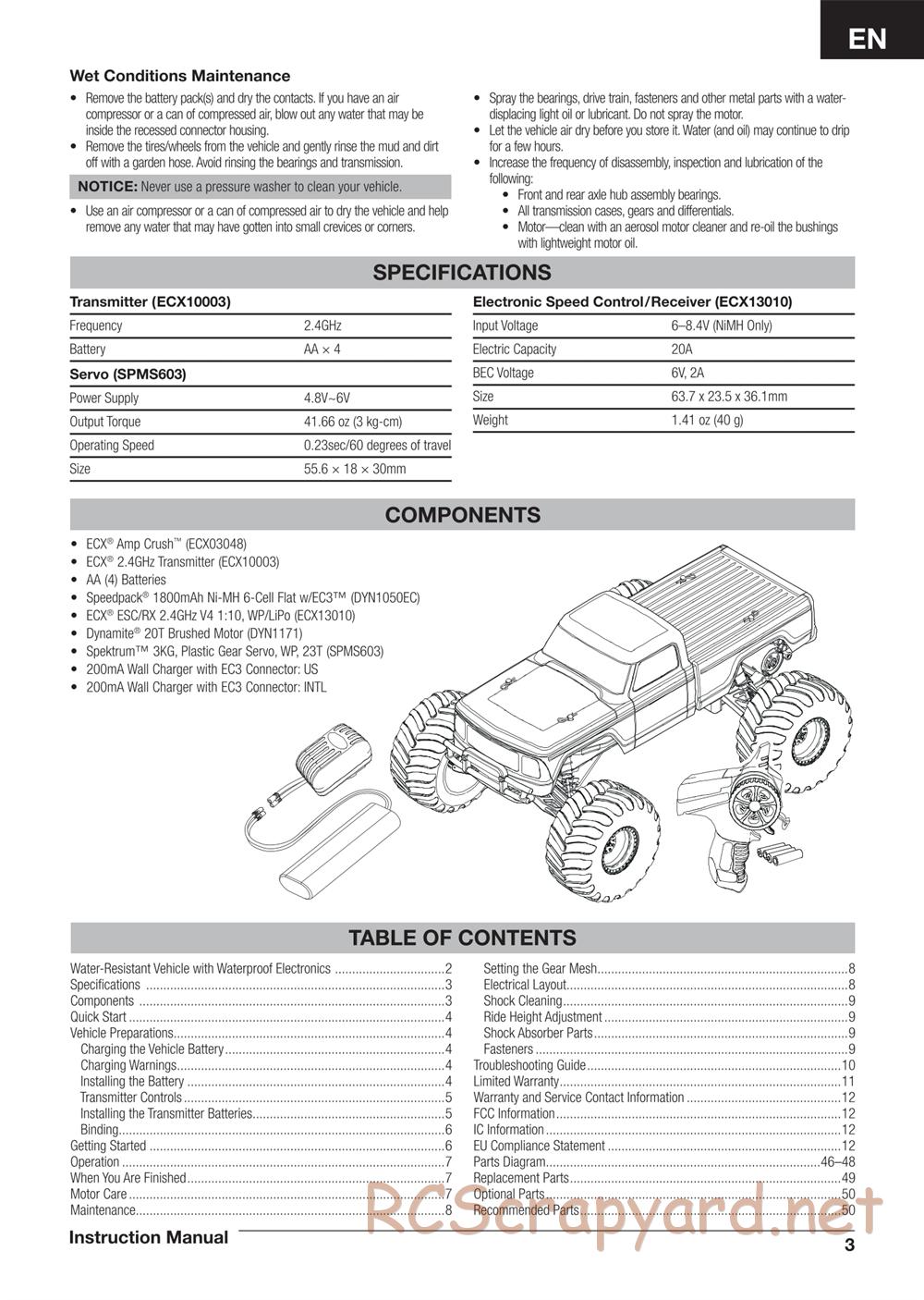 ECX - AMP Crush 2WD - Manual - Page 3