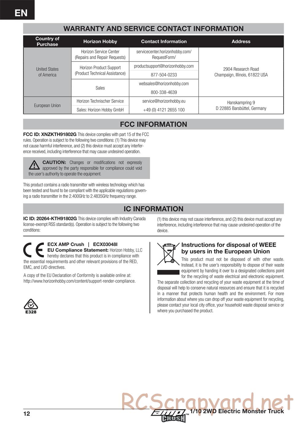 ECX - AMP Crush 2WD - Manual - Page 12