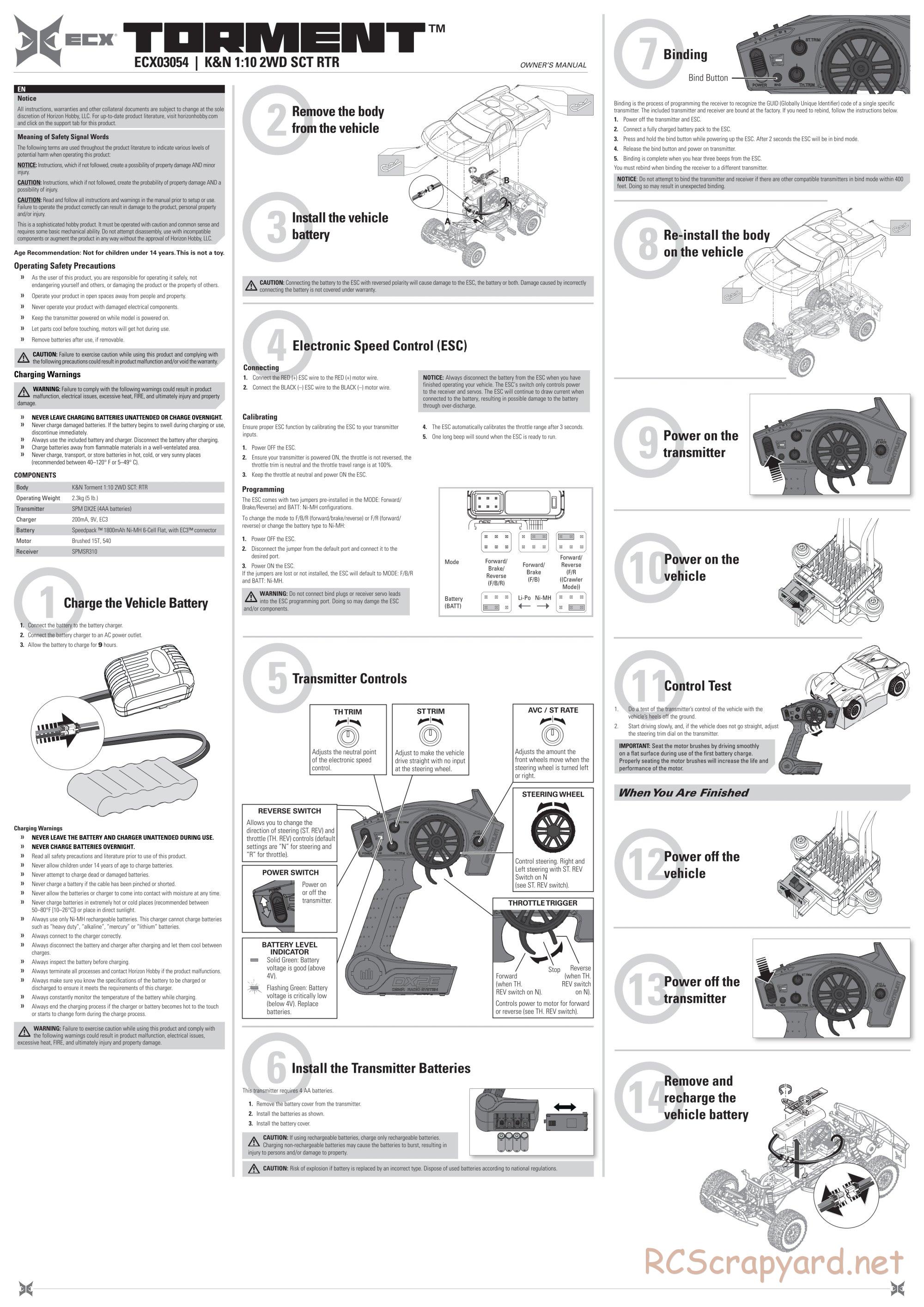 ECX - K&N Torment 2WD - Manual - Page 1