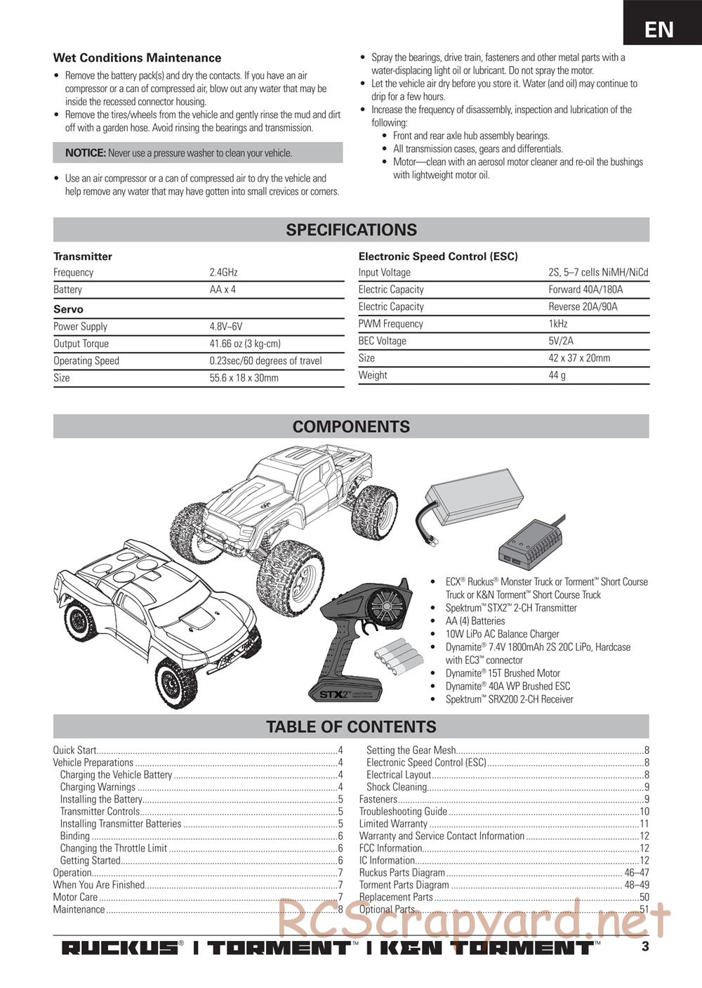 ECX - K&N Torment 2WD - Manual - Page 3