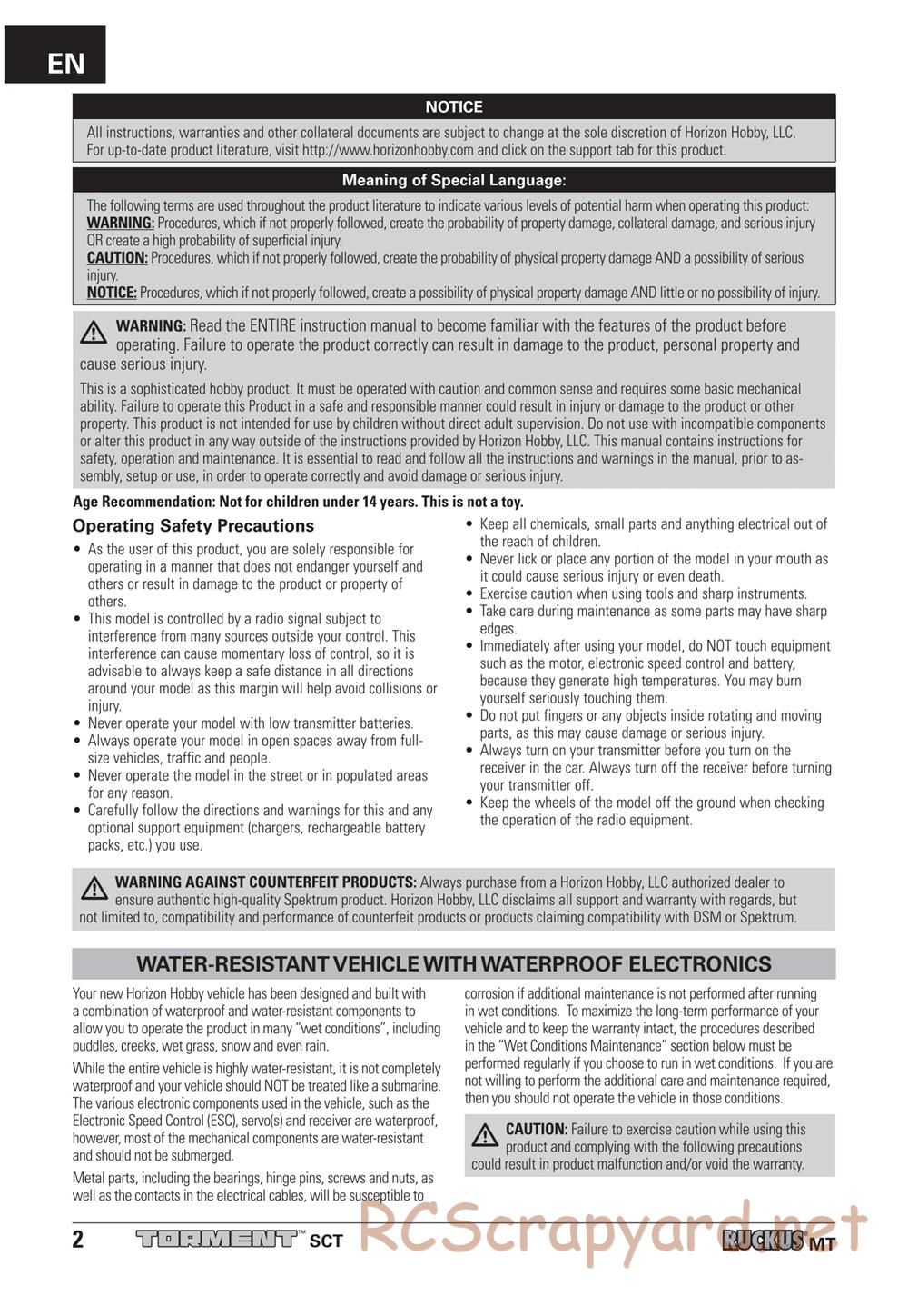 ECX - Torment 4WD - Manual - Page 2