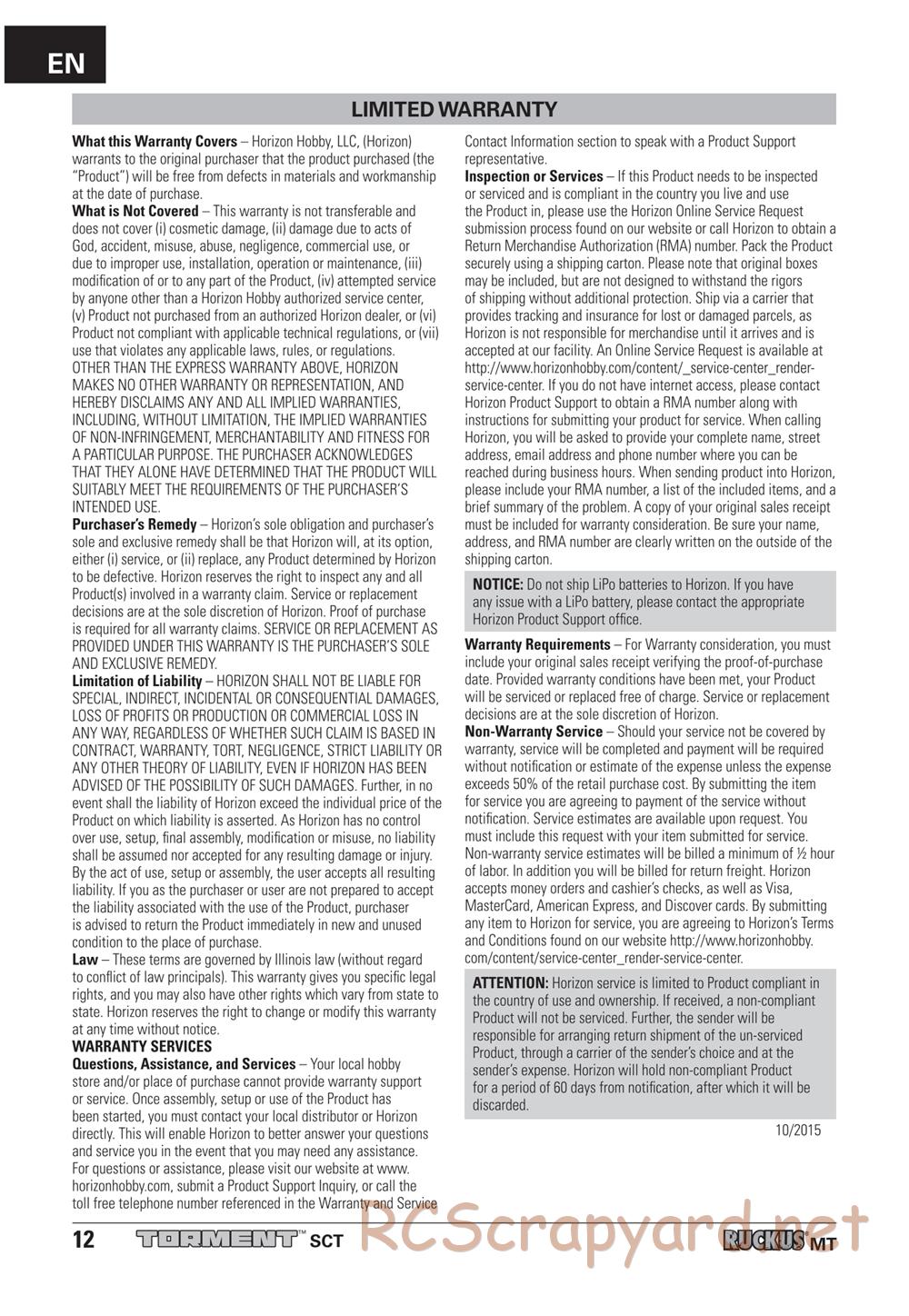 ECX - Torment 4WD - Manual - Page 12