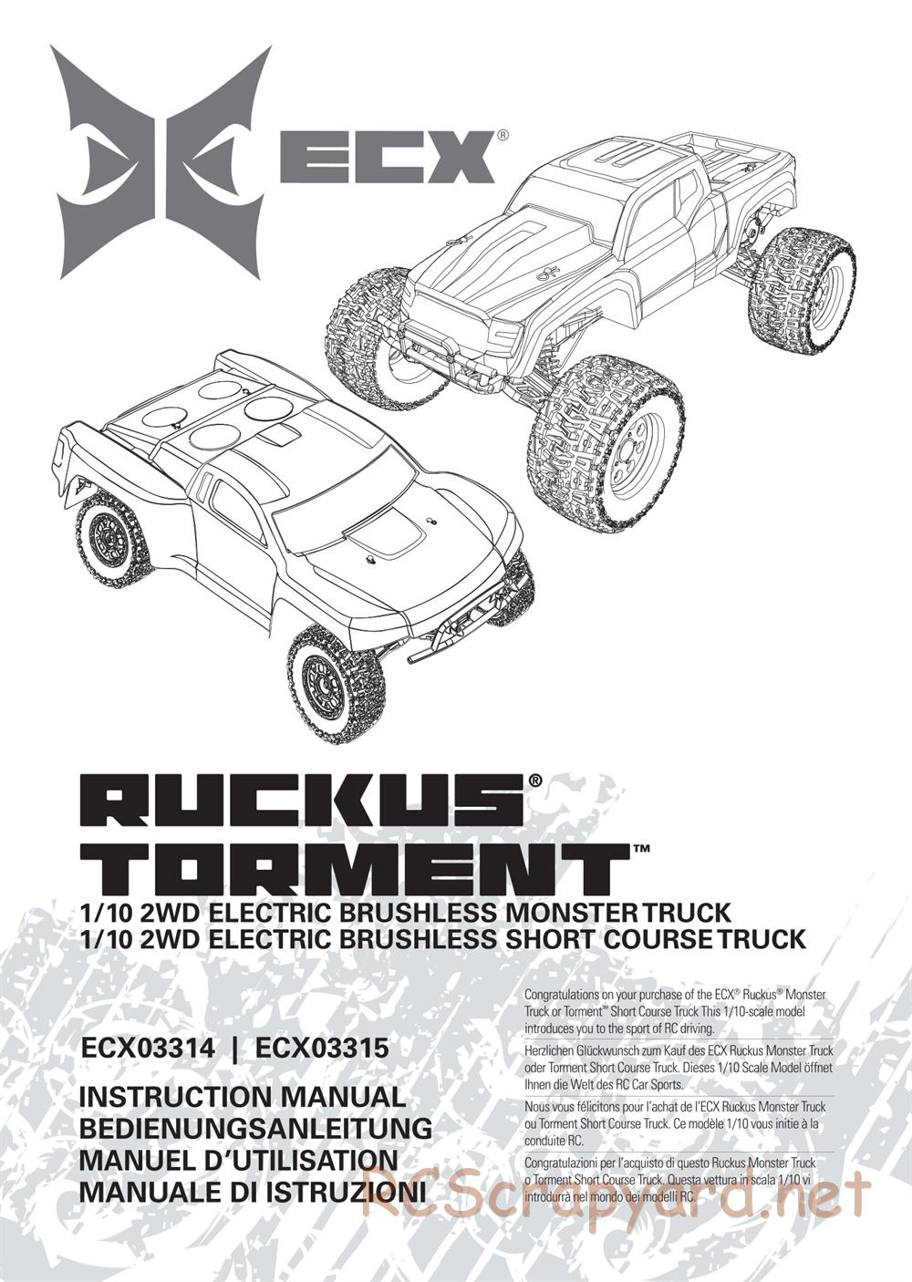 ECX - Torment Brushless 2WD - Manual - Page 1
