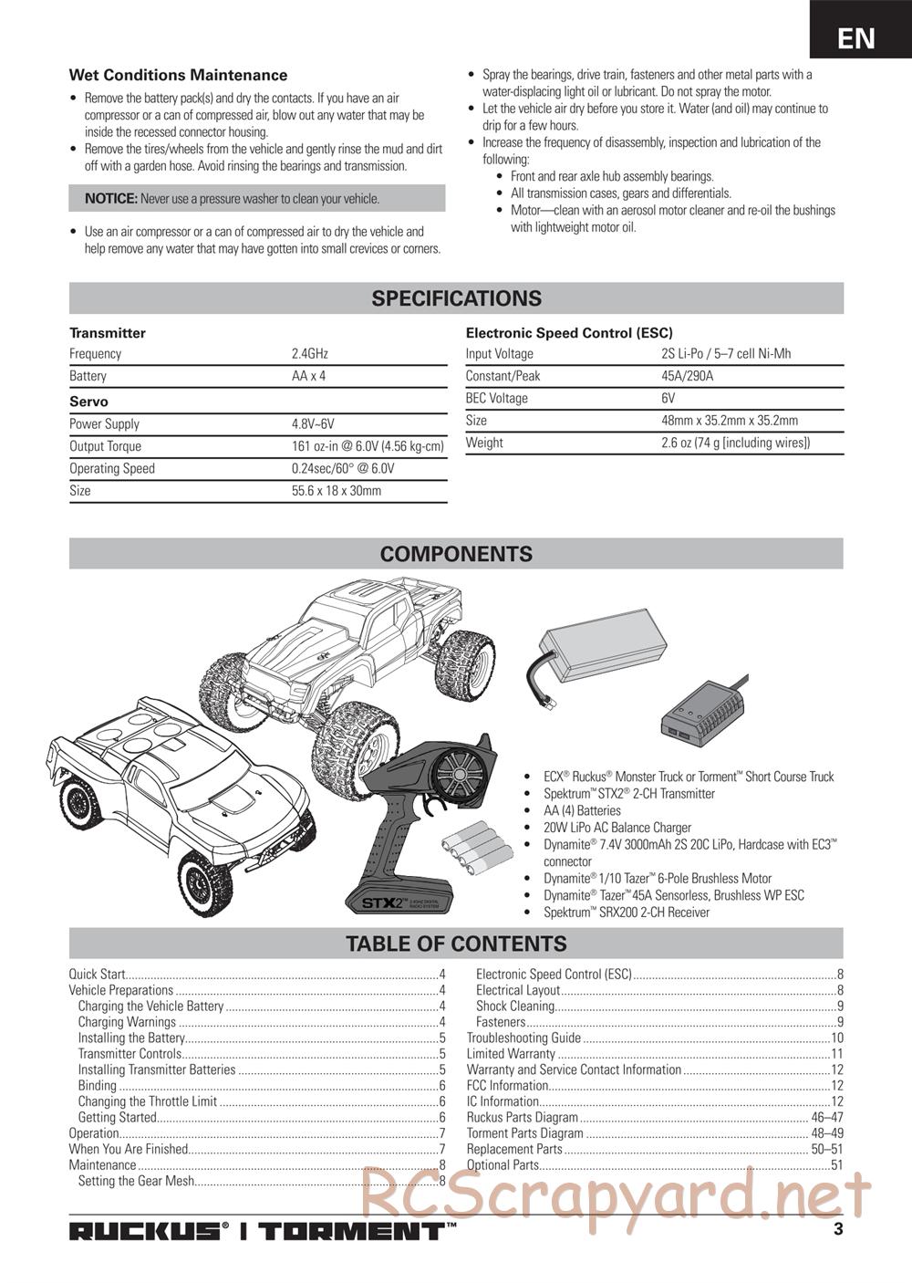 ECX - Torment Brushless 2WD - Manual - Page 3