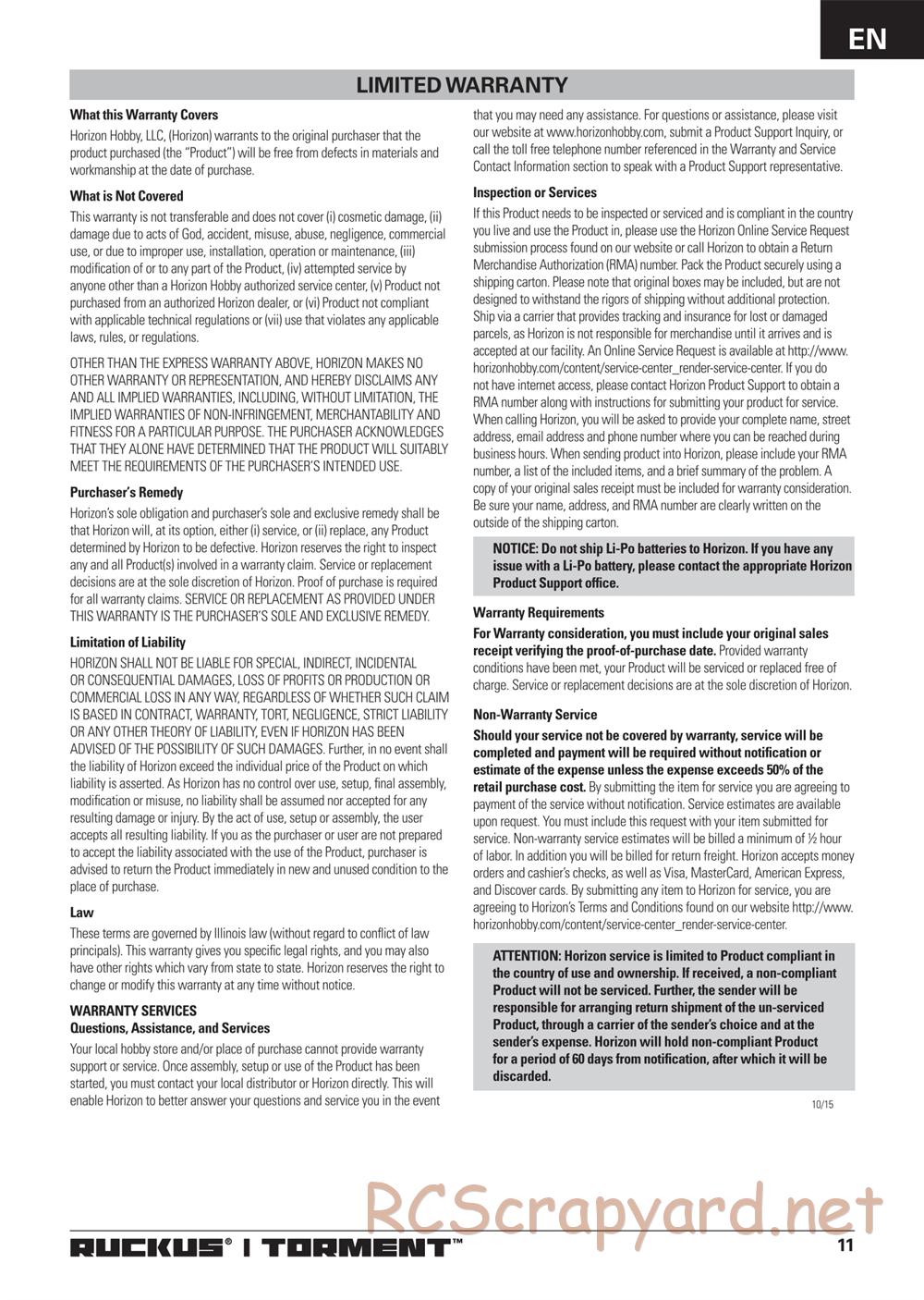 ECX - Torment Brushless 2WD - Manual - Page 11