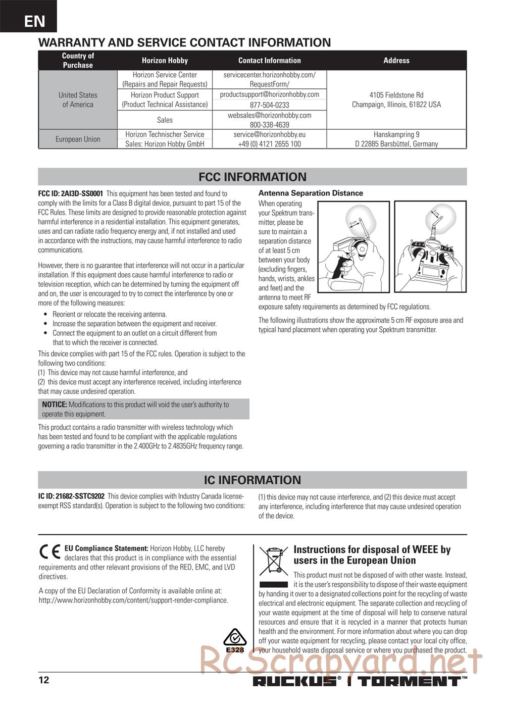 ECX - Torment Brushless 2WD - Manual - Page 12