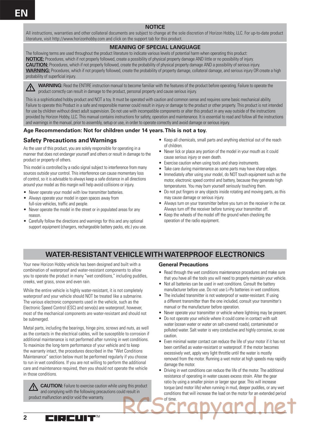 ECX - Circuit BD Li-Po 2WD - Manual - Page 2