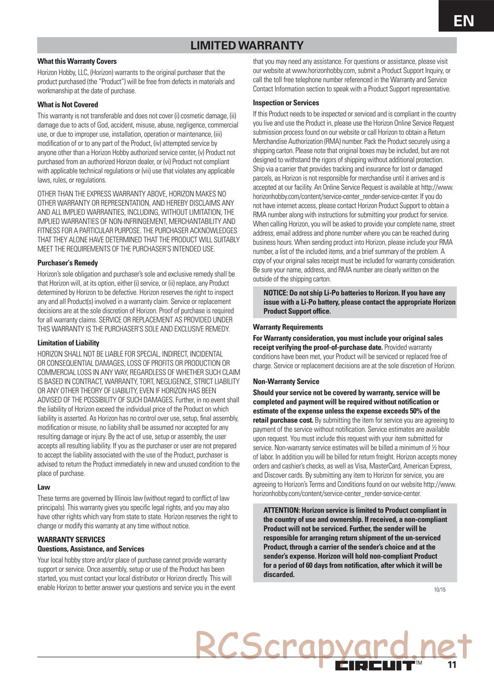 ECX - Circuit BD Li-Po 2WD - Manual - Page 11