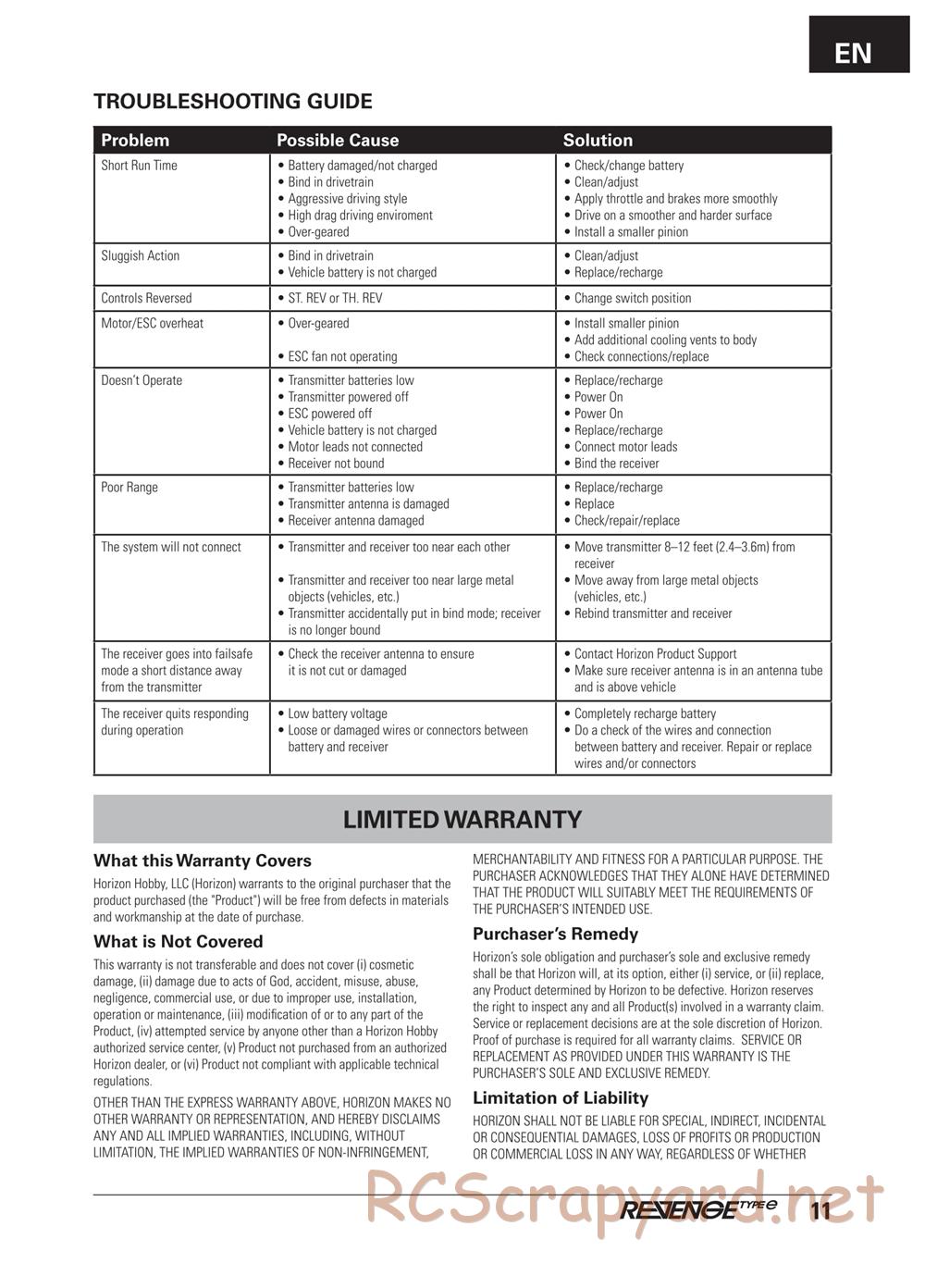 ECX - Revenge Type-E 4WD - Manual - Page 11