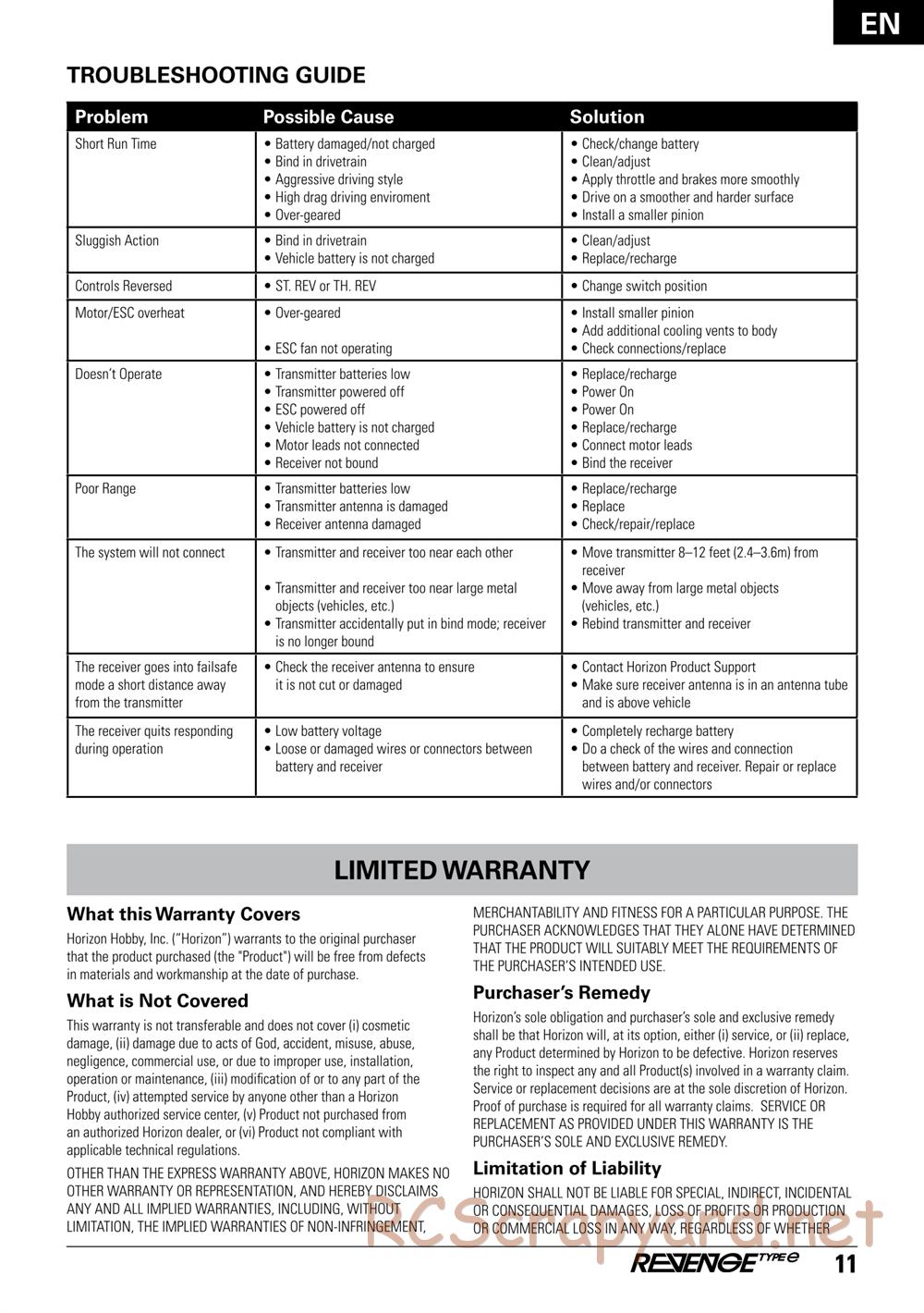 ECX - Revenge Type-E 4WD - Manual - Page 11