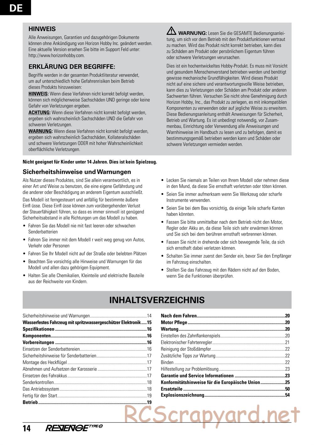 ECX - Revenge Type-E 4WD - Manual - Page 14