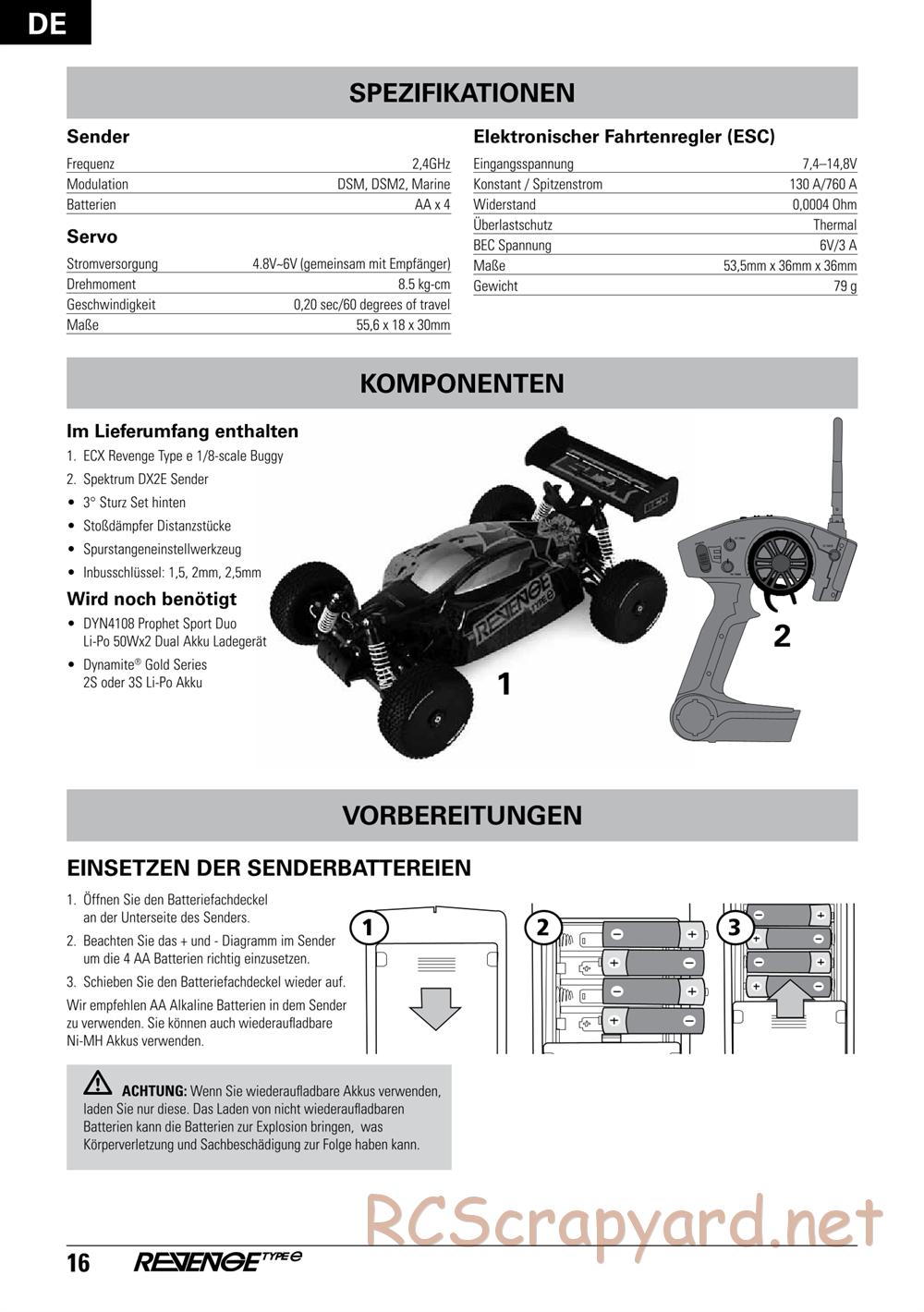 ECX - Revenge Type-E 4WD - Manual - Page 16