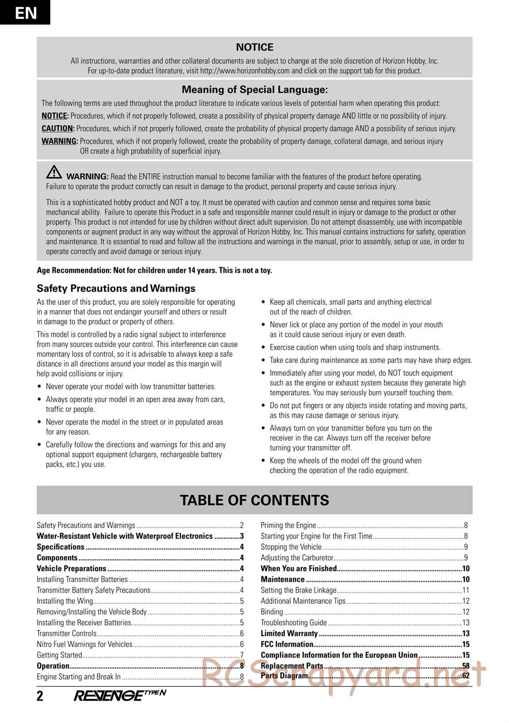ECX - Revenge Type-N 4WD - Manual - Page 2