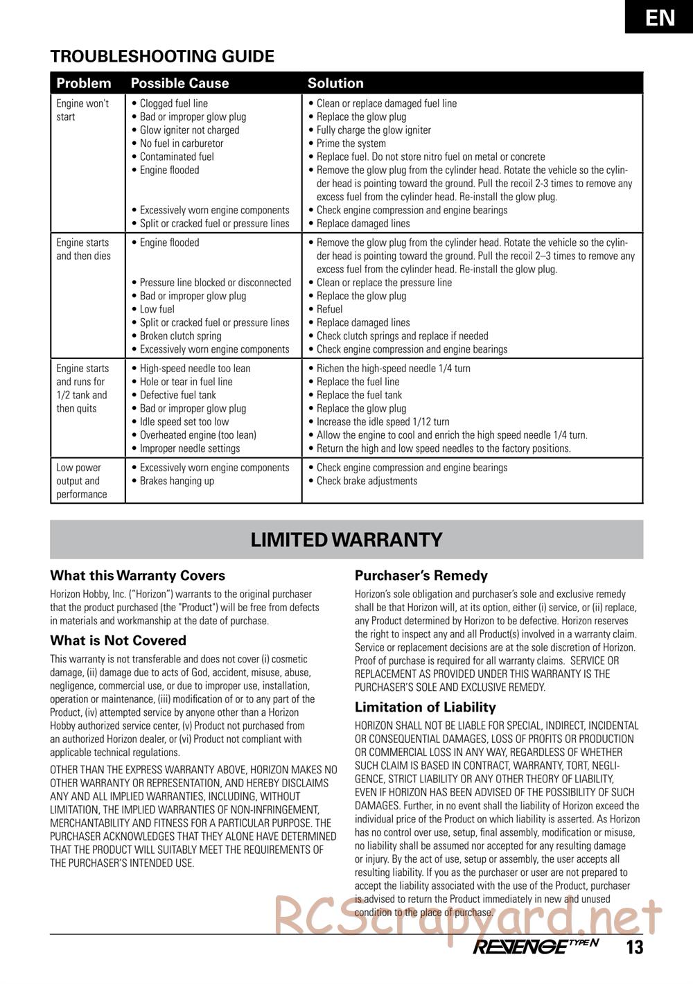 ECX - Revenge Type-N 4WD - Manual - Page 13