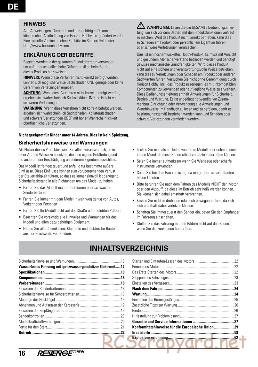 ECX - Revenge Type-N 4WD - Manual - Page 16