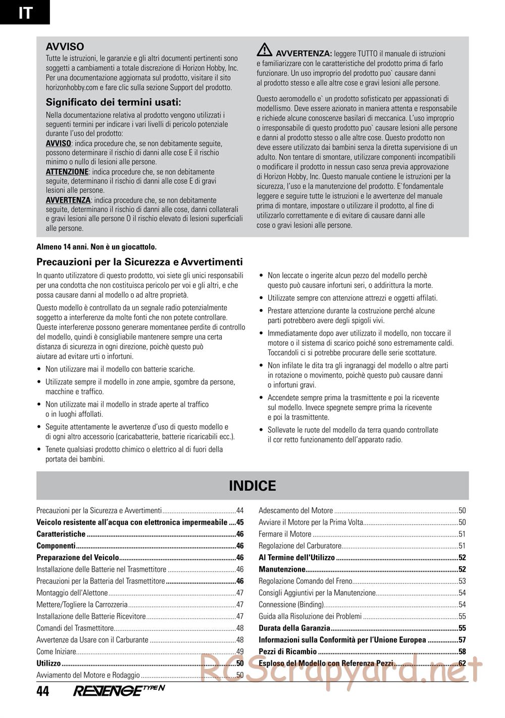 ECX - Revenge Type-N 4WD - Manual - Page 44