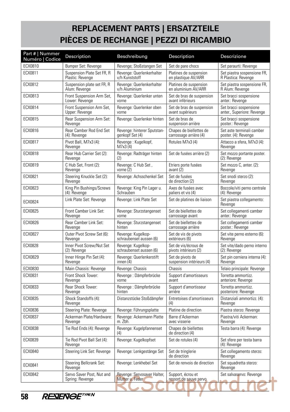 ECX - Revenge Type-N 4WD - Manual - Page 58
