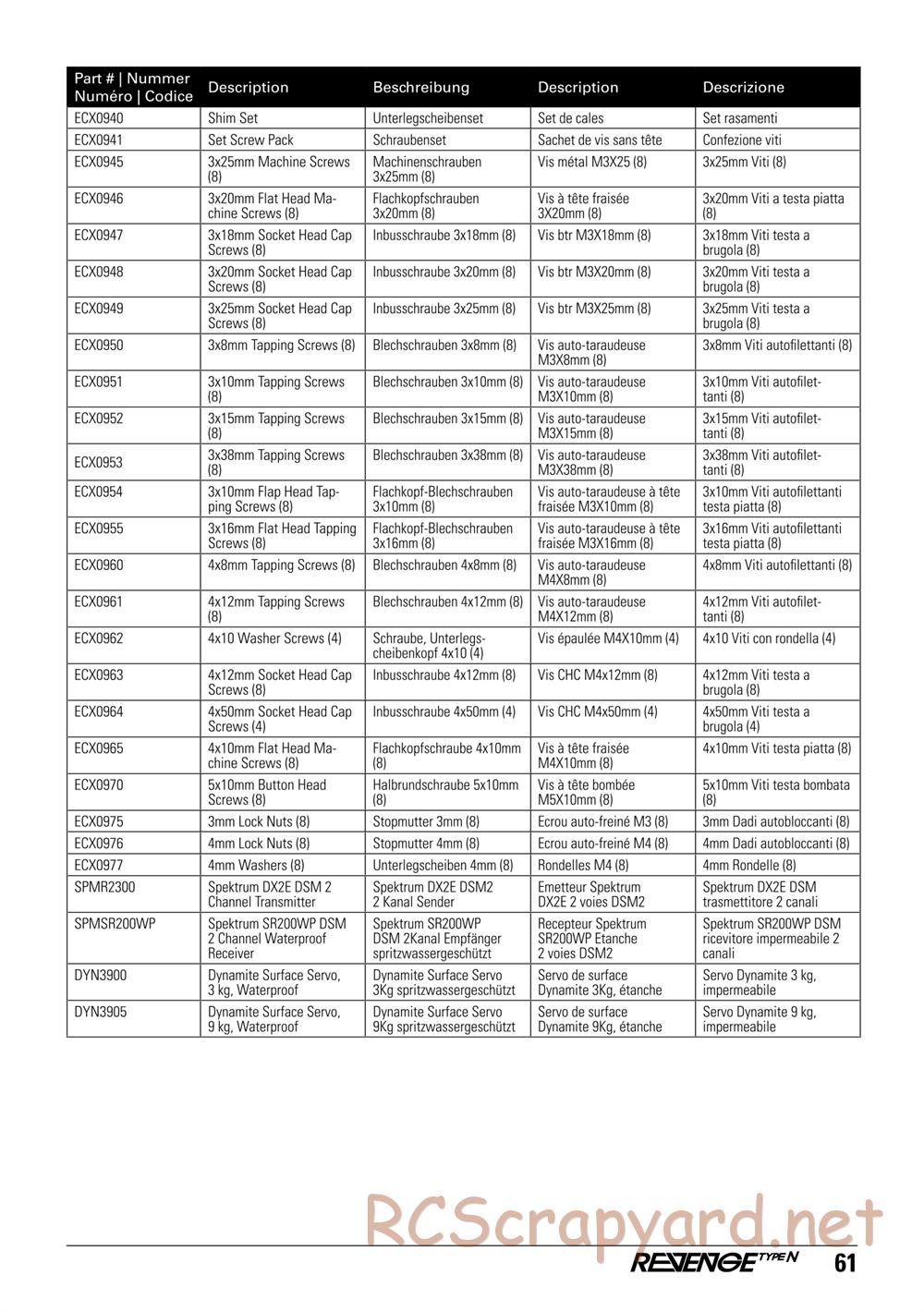 ECX - Revenge Type-N 4WD - Manual - Page 61