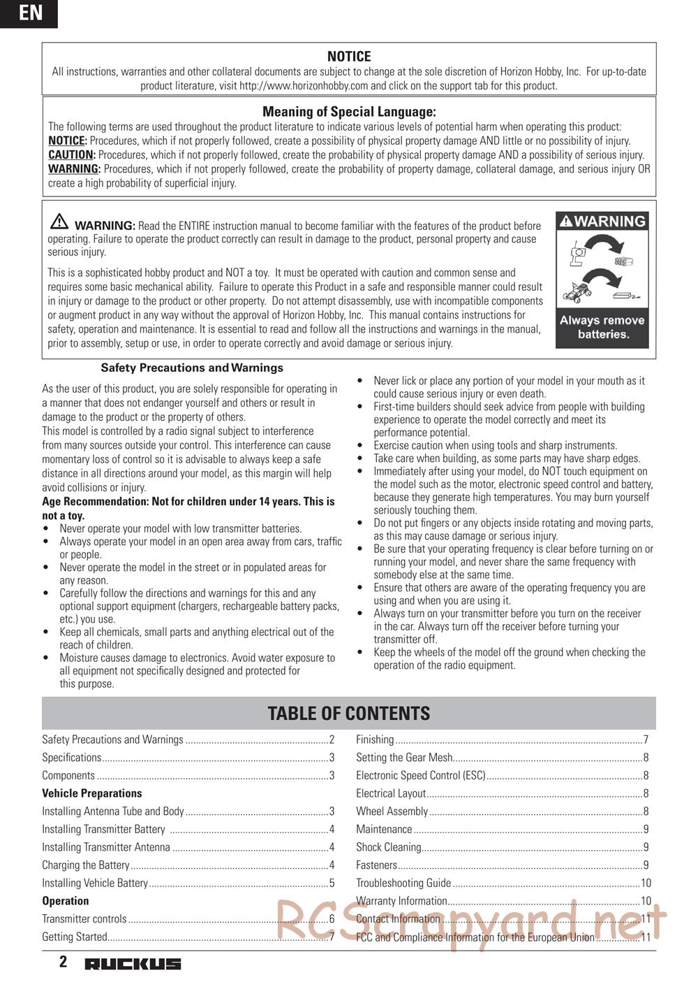 ECX - Ruckus 2WD - Manual - Page 2