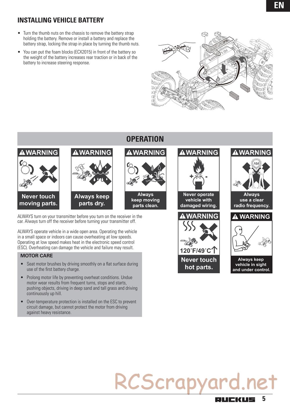 ECX - Ruckus 2WD - Manual - Page 5