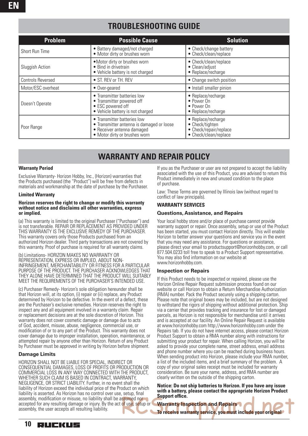 ECX - Ruckus 2WD - Manual - Page 10