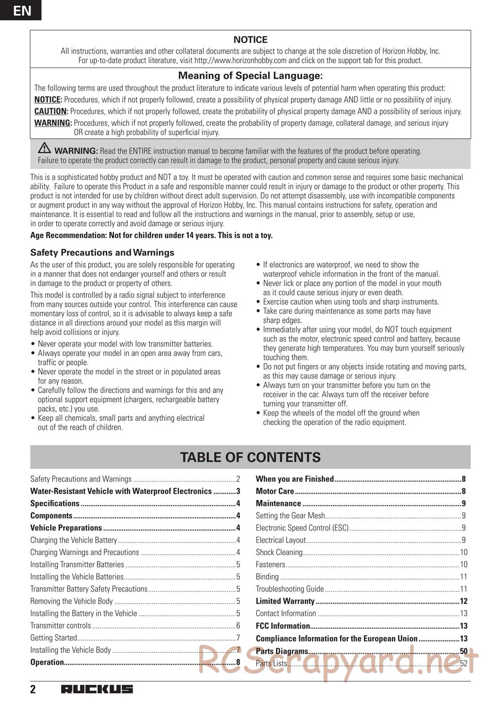 ECX - Ruckus 2WD - Manual - Page 2