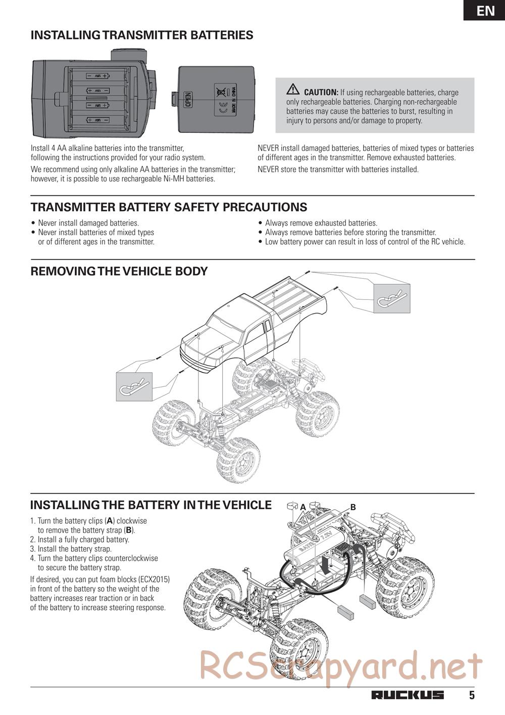 ECX - Ruckus 2WD - Manual - Page 5