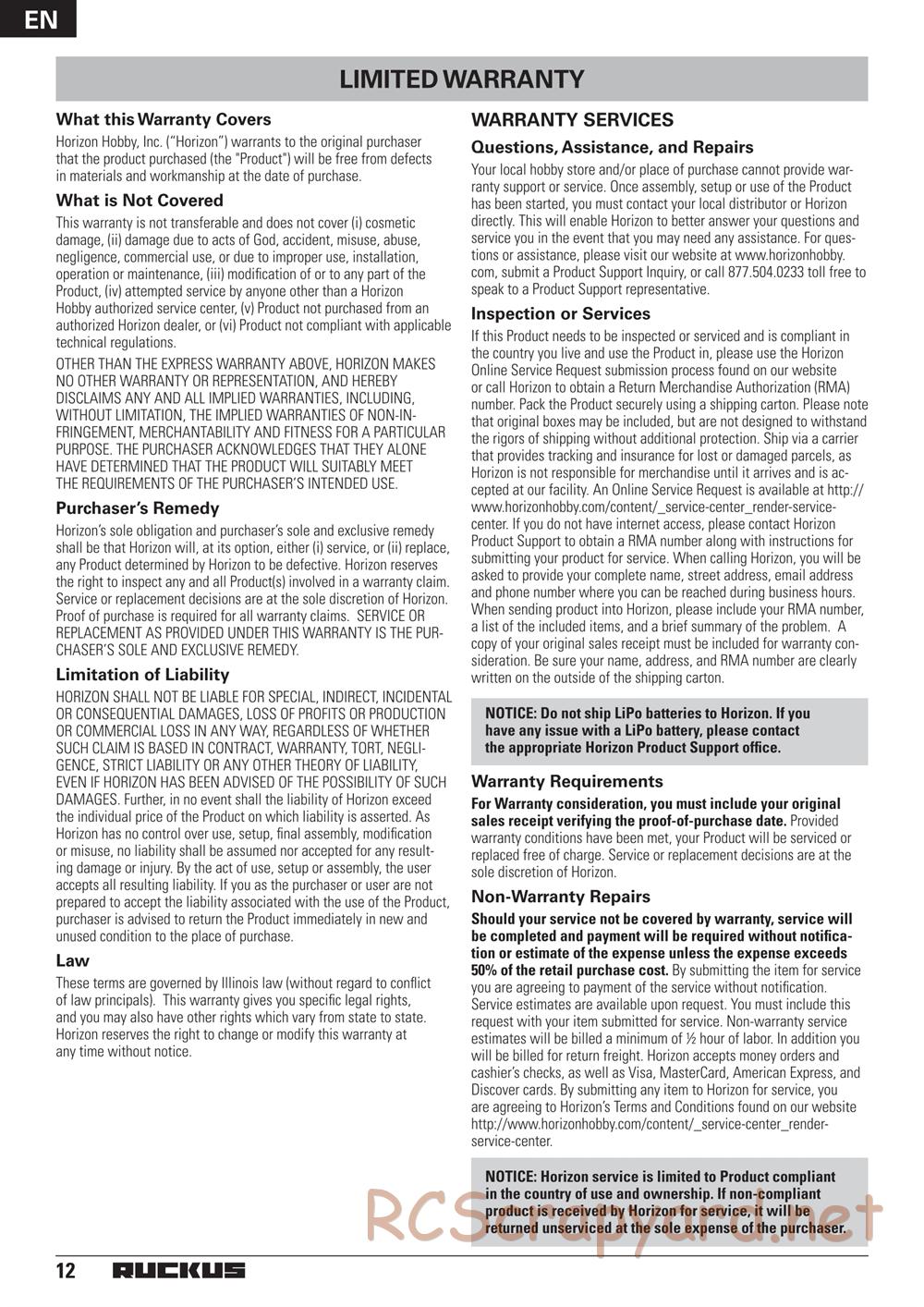 ECX - Ruckus 2WD - Manual - Page 12