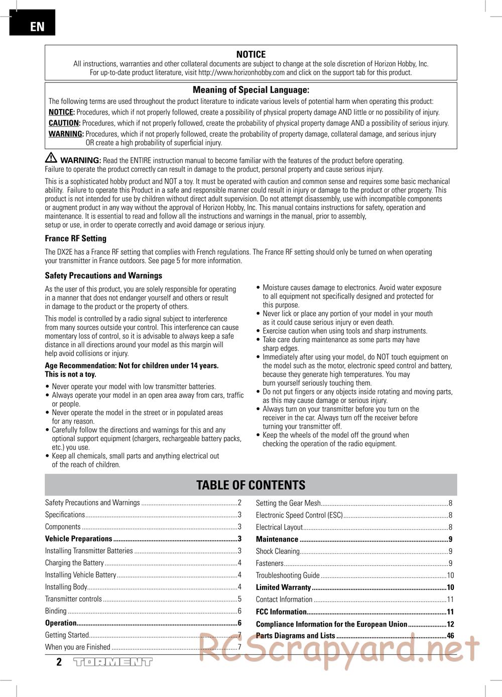 ECX - Torment 2WD - Manual - Page 2