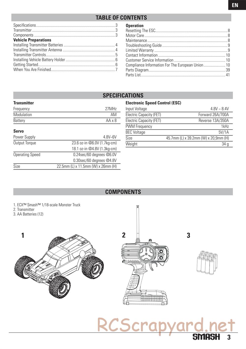 ECX - Smash 2WD - Manual - Page 3