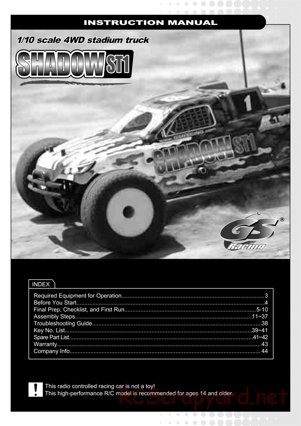 GS-Racing - Shadow ST1 - Manual - Page 1