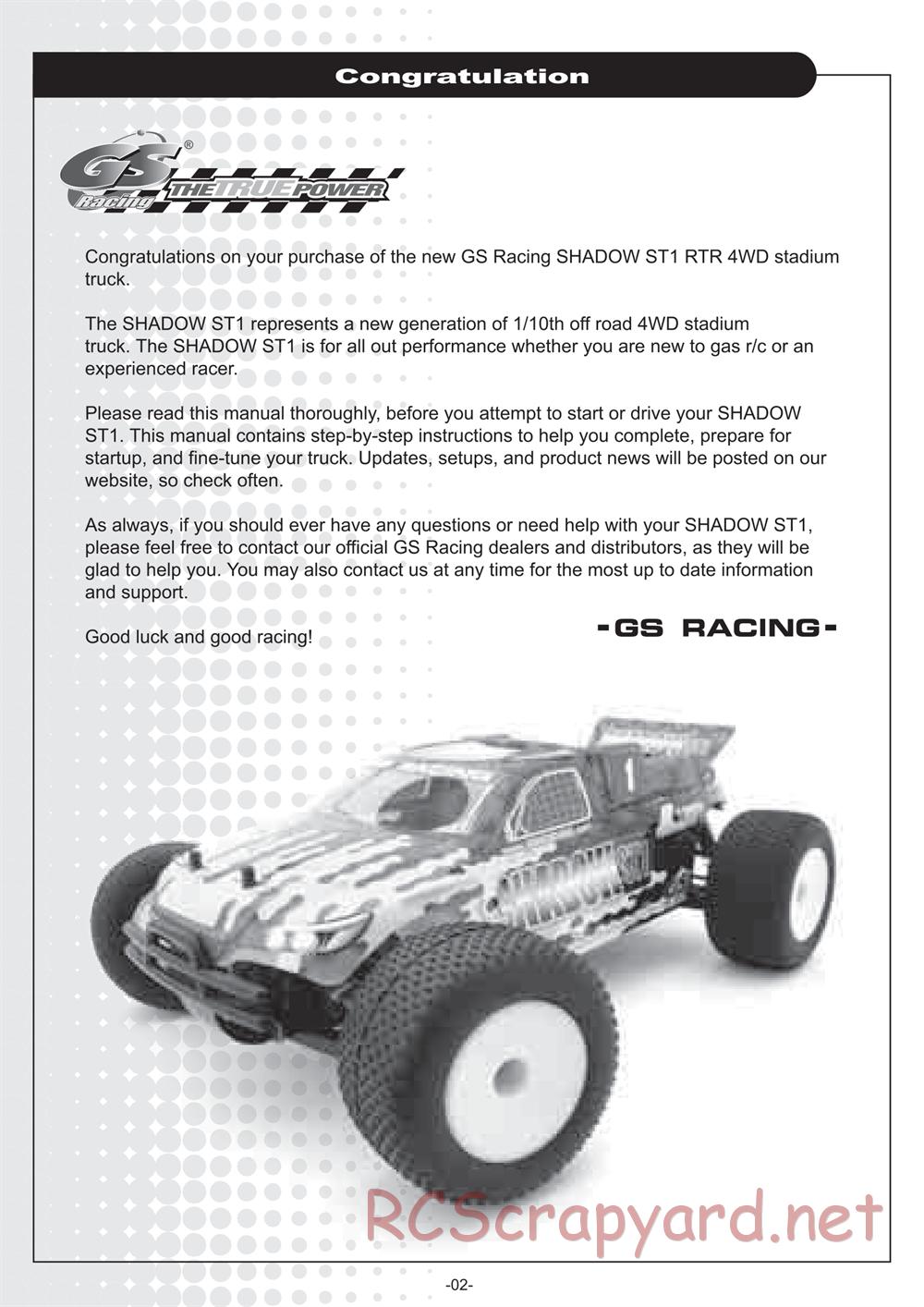GS-Racing - Shadow ST1 - Manual - Page 2