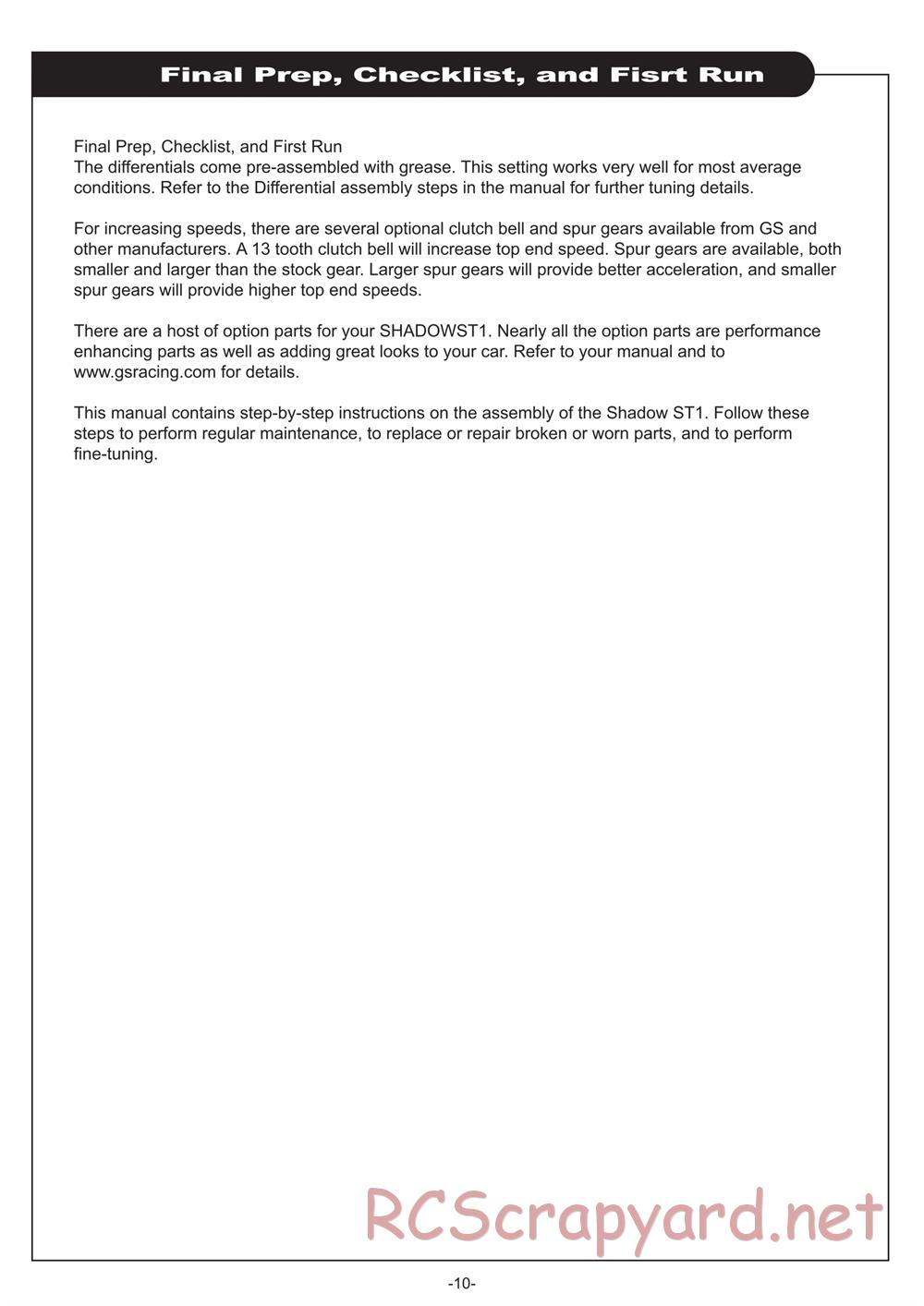 GS-Racing - Shadow ST1 - Manual - Page 10