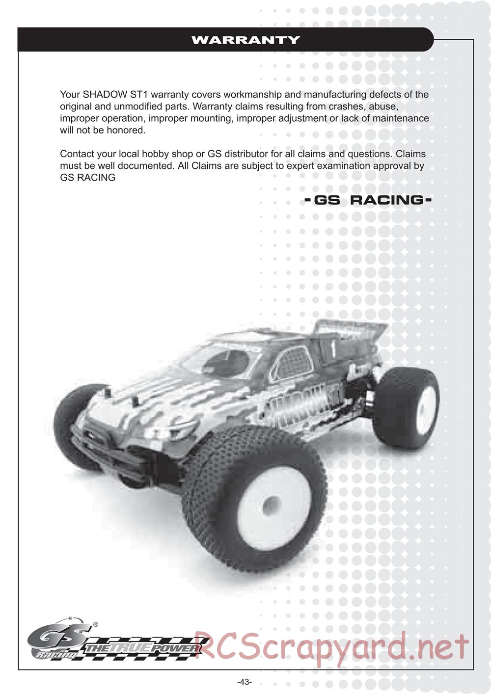 GS-Racing - Shadow ST1 - Manual - Page 43