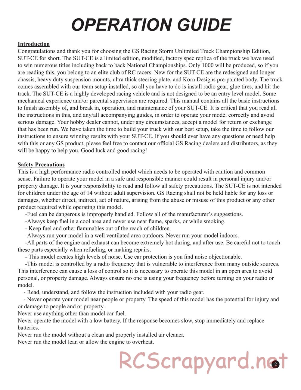 GS-Racing - Storm Unlimited Truck - Manual - Page 1