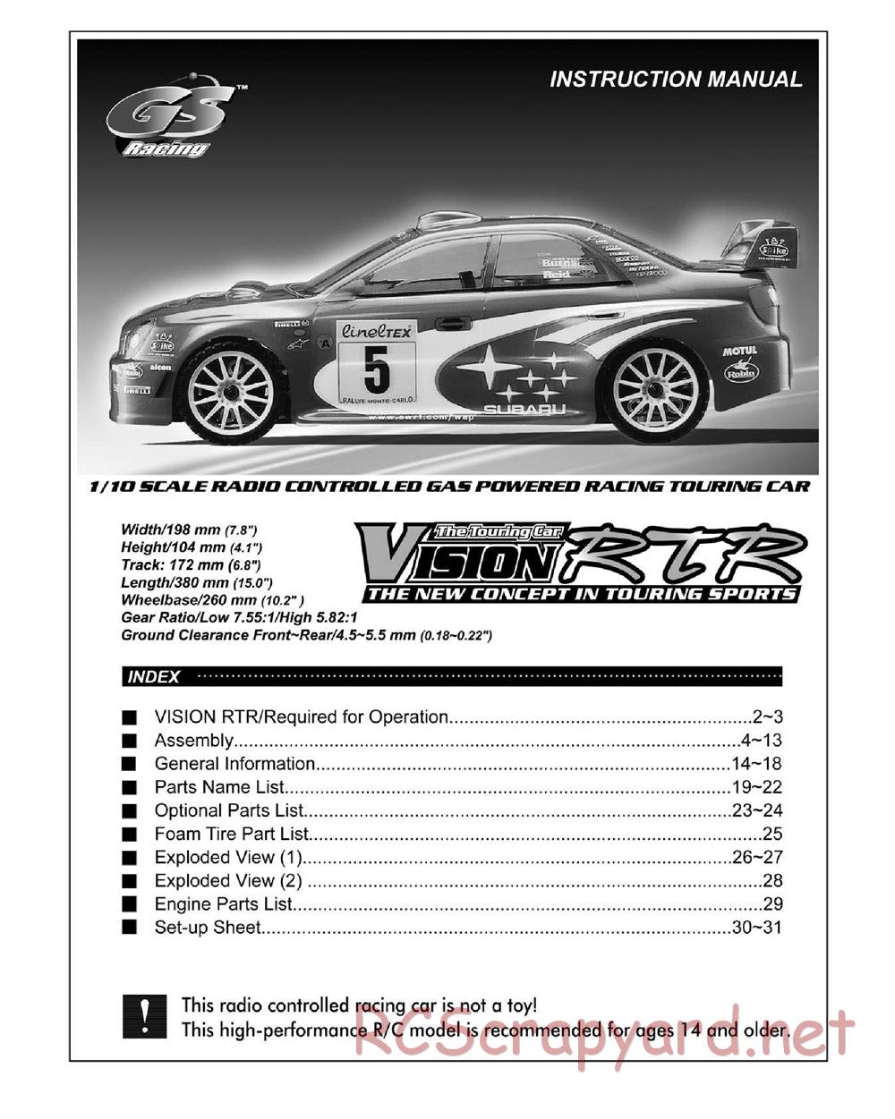 GS-Racing - Vision RTR - Manual - Page 1