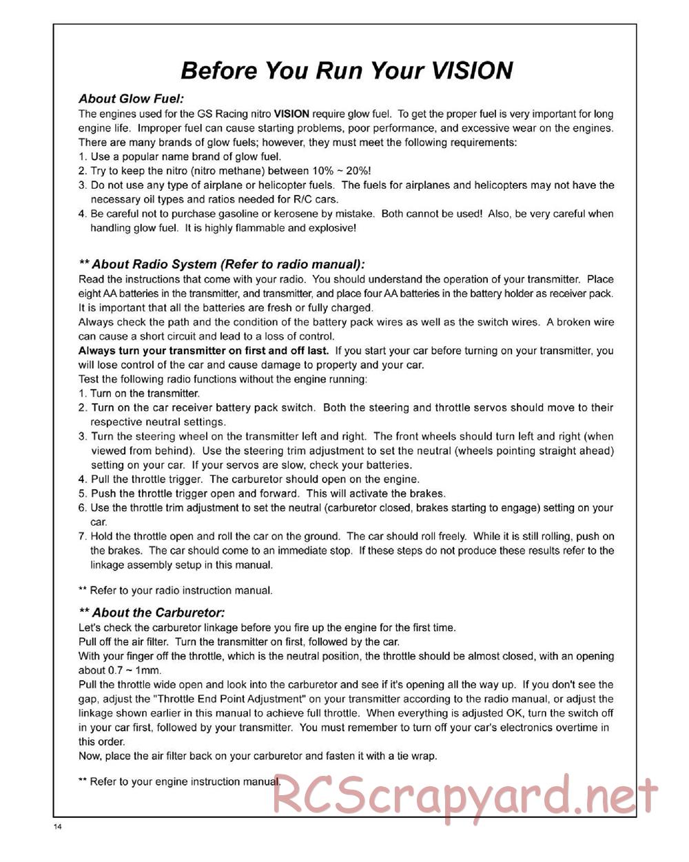 GS-Racing - Vision RTR - Manual - Page 14