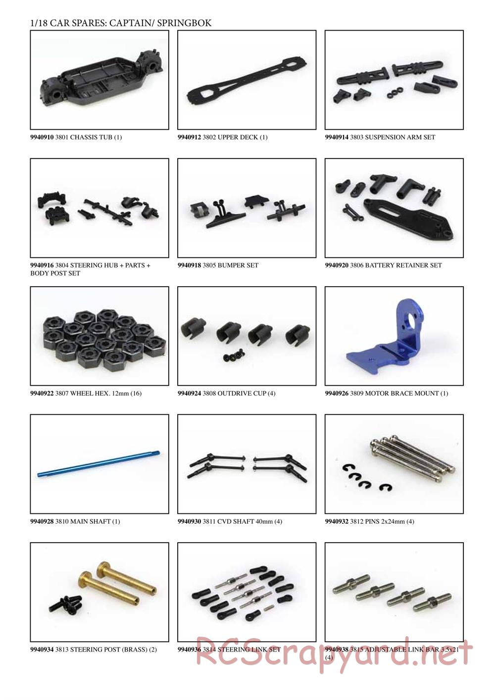 HBX - Captain - Parts List - Page 1
