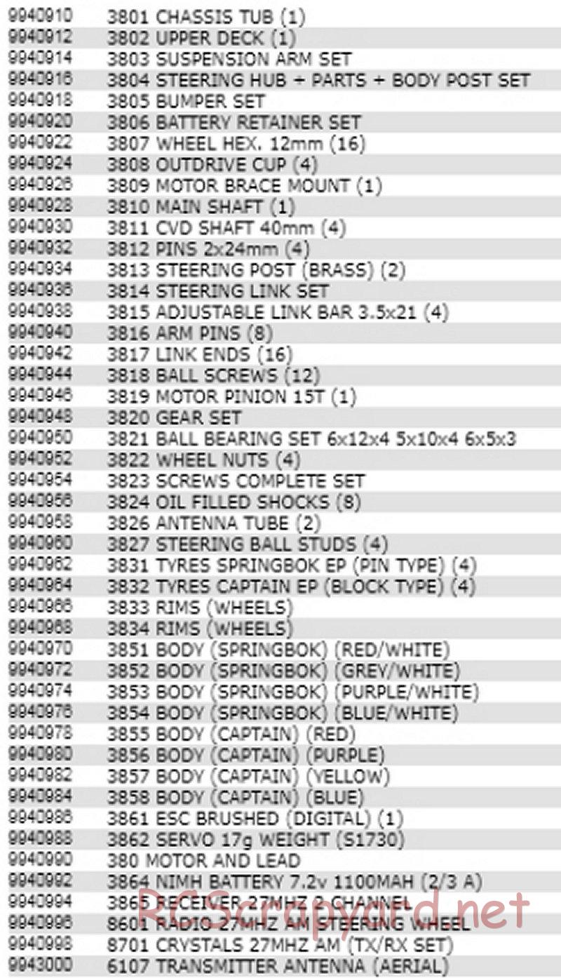 HBX - Captain - Parts List - Page 4
