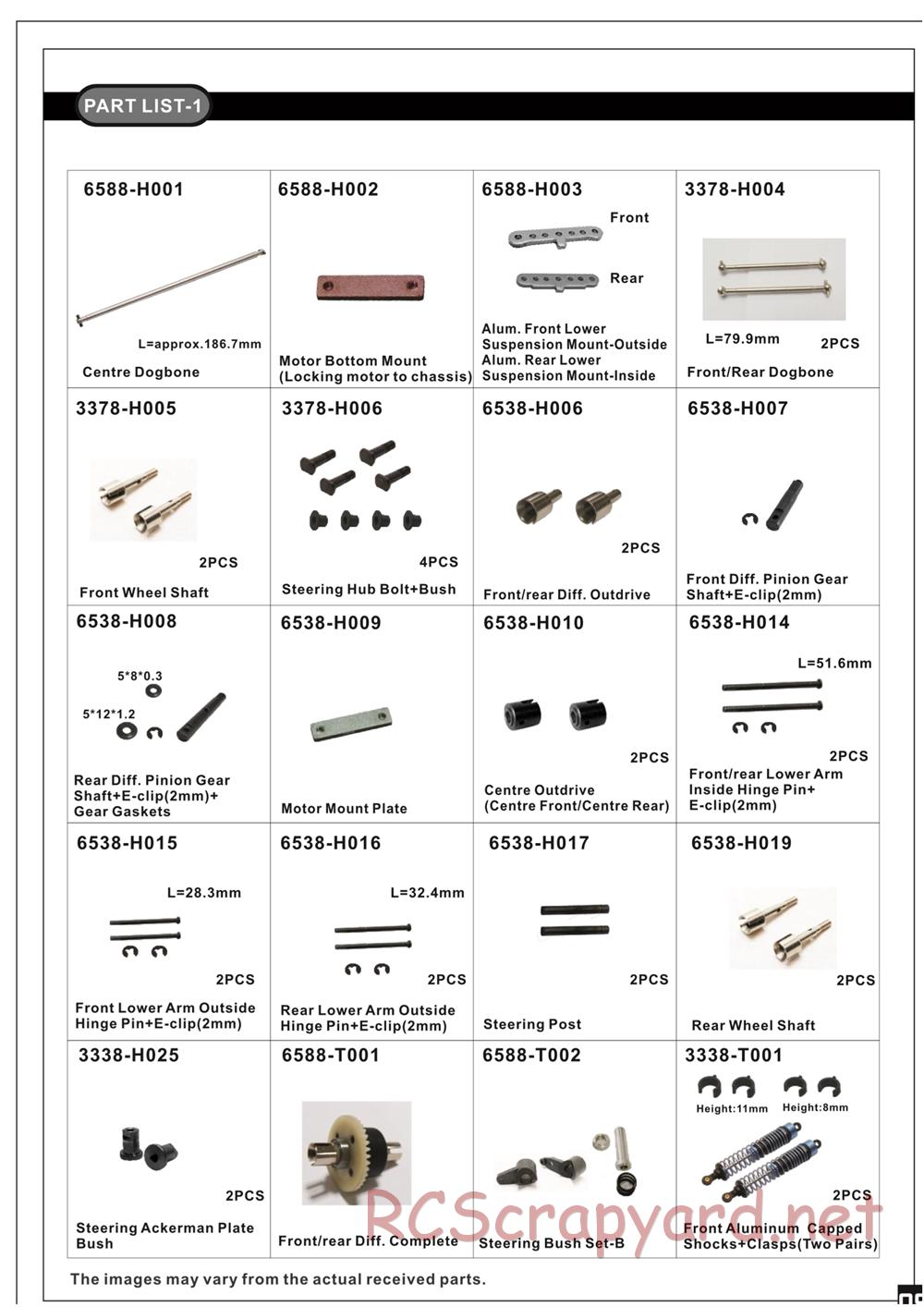 HBX - Rocket - Parts List - Page 1