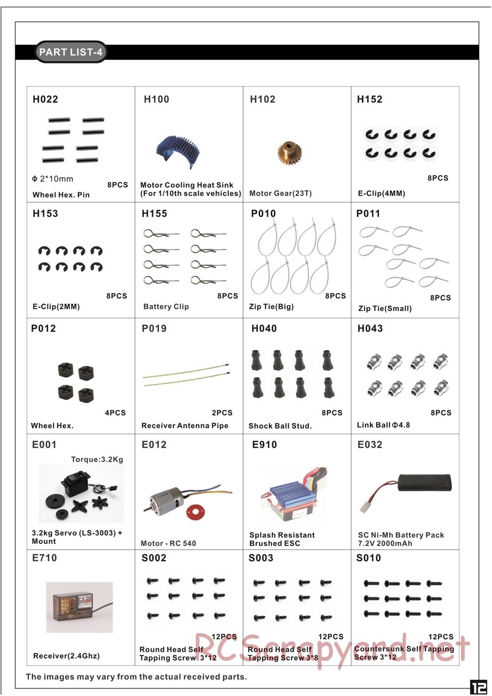 HBX - Rocket - Parts List - Page 4