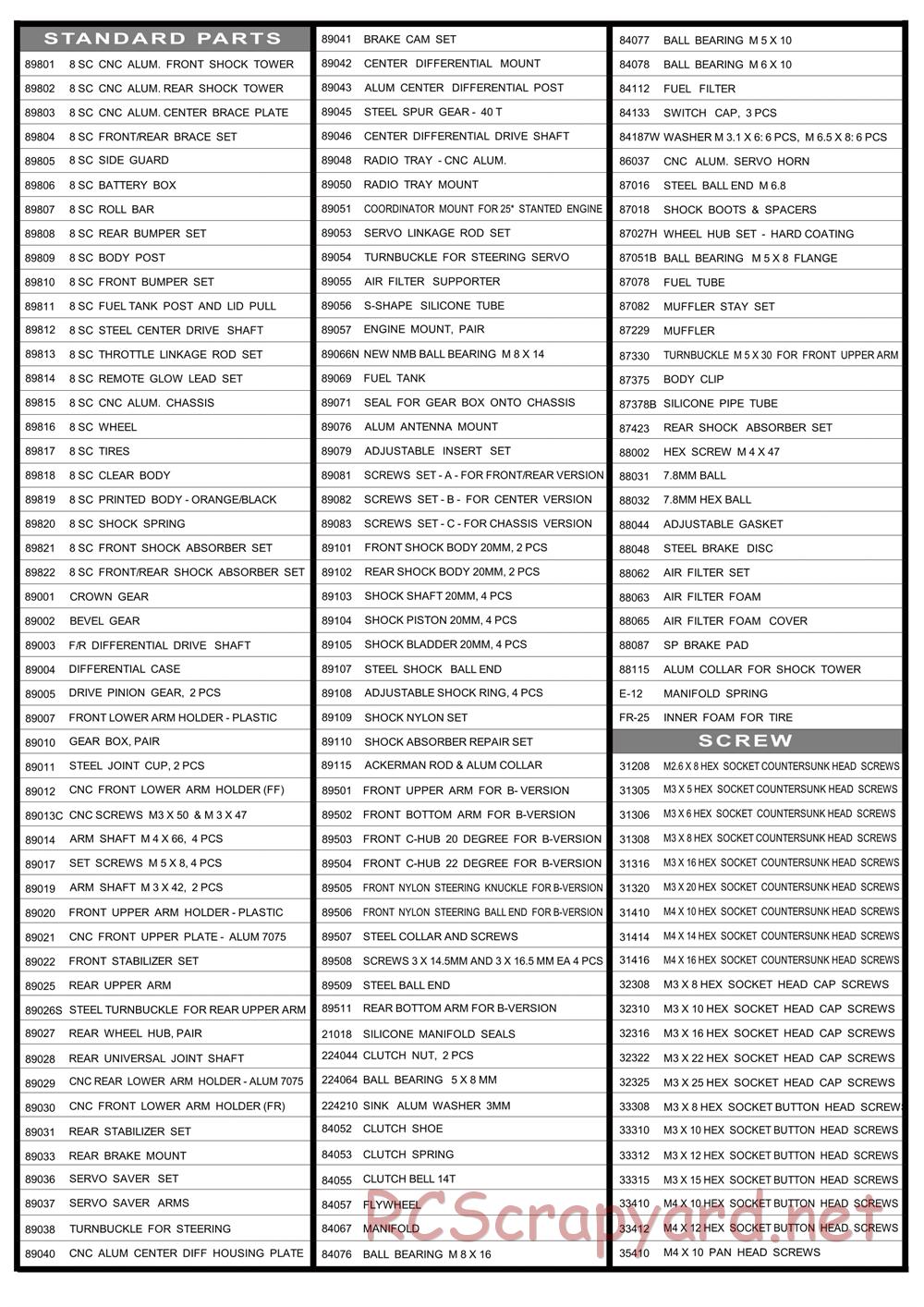 Hobao - Hyper 8SC - Parts List3